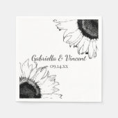 白黒ひまわり結婚の スタンダードカクテルナプキン (正面)