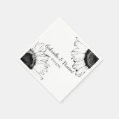 白黒ひまわり結婚の スタンダードカクテルナプキン (角)