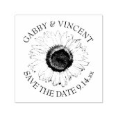 白黒ひまわり結婚式の日付を保存 セルフインキングスタンプ (デザイン)