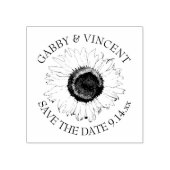 白黒ひまわり結婚式の日付を保存 ラバースタンプ (インプリント)