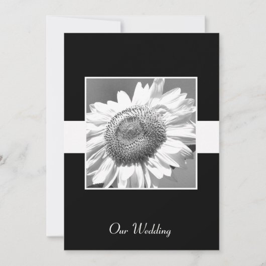白黒ひまわり結婚式招待状 招待状 (正面)