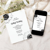 白黒ひまわり誕生日パーティー 招待状