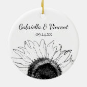 白黒ひまわり セラミックオーナメント (裏面)