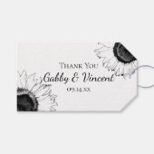 白黒ひま結婚フラワーズサンキューメッセージカード ギフトタグ (正面(横))