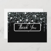 白黒ぶら下がったのラ結婚イト サンキューカード (正面/裏面)