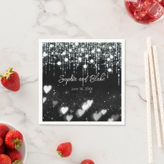 白黒ぶら下がったのラ結婚イト スタンダードカクテルナプキン (インサイチュ)