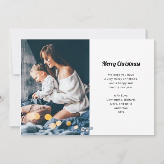 白黒ぼほ | 2枚の写真メリークリスマス シーズンカード (裏面)