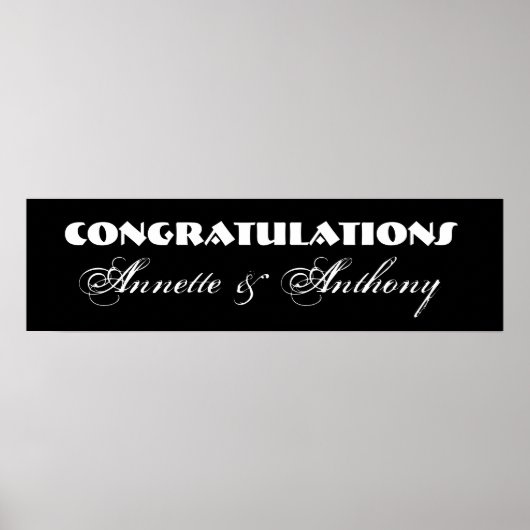 白黒または結婚婚約バナー ポスター (正面)