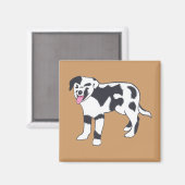 白黒まだら模様の犬の磁石 マグネット (正面/裏面)