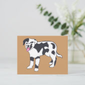 白黒まだら模様の犬はがき ポストカード (スタンド正面)