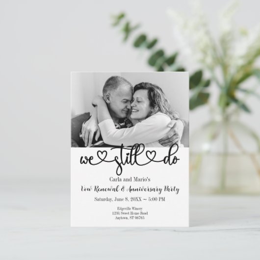 白黒まだ誓いの更新/記念日を行う ポストカード (スタンド正面)