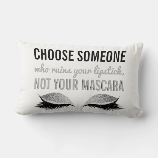 白黒まつげの化粧の感動的な引用文 ランバークッション (裏面)