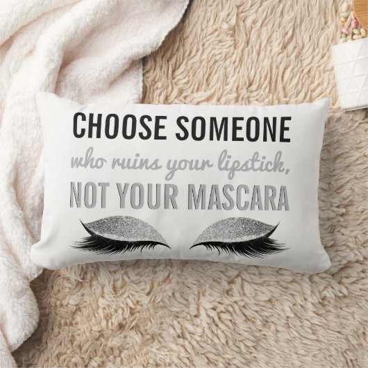 白黒まつげの化粧の感動的な引用文 ランバークッション (ブランケット)