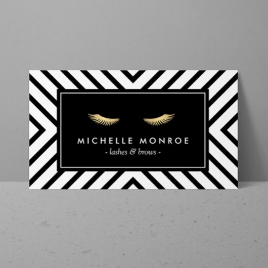 白黒まつモダン毛の黄金 名刺