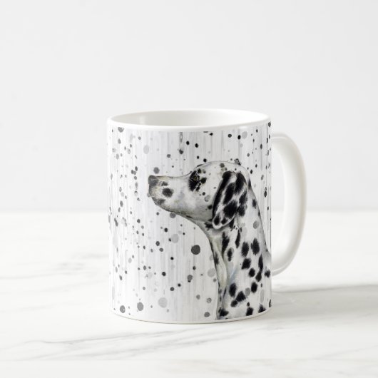 白黒むらがあるDalmatian犬 コーヒーマグカップ (正面右)