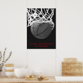 白黒やる気を起こさせるバスケットボール ポスター (キッチン)