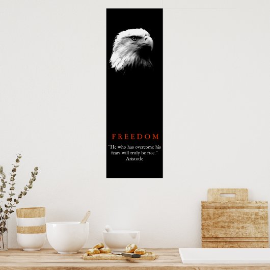 白黒やる気を起こさせるフリーダムハゲ・イーグル・ポスター ポスター (キッチン)