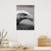 白黒やる気を起こさせるリーダーシップイーグルアイ ポスター (キッチン)