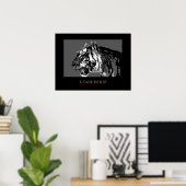 白黒やる気を起こさせるリーダーシップタイガーポスター ポスター (ホームオフィス)