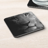 白黒やる気を起こさせるリーダーシップライオンポートレート コースター (左側)