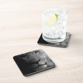 白黒やる気を起こさせるリーダーシップライオンポートレート コースター (右側)