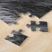 白黒やる気を起こさせるリーダーシップライオンポートレート ジグソーパズル (側面)