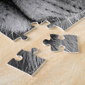 白黒やる気を起こさせるリーダーシップライオンポートレート ジグソーパズル (側面)