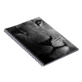 白黒やる気を起こさせるリーダーシップライオンポートレート ノートブック (右側)