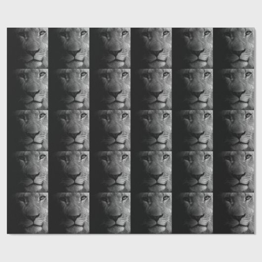 白黒やる気を起こさせるリーダーシップライオンポートレート ラッピングペーパー (フラット)