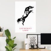 白黒やる気を起こさせる馬は限界なく生きる ポスター (ホームオフィス)