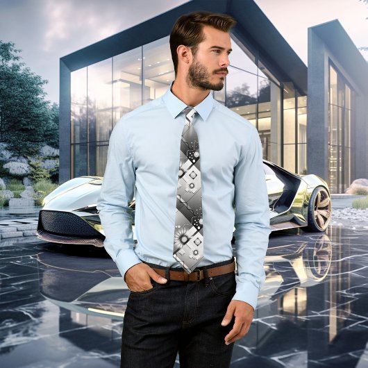 白黒よくはしゃぐアールデコネクタイ ネクタイ