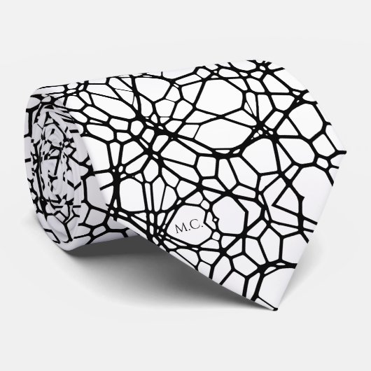 白黒よくはしゃぐ幾何予測できなモノグラム ネクタイ (ロール)