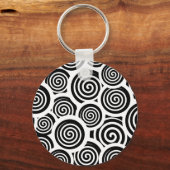 白黒らせん状ベクトルパターン キーホルダー (正面)