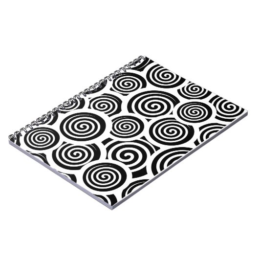 白黒らせん状ベクトルパターン ノートブック (左側)