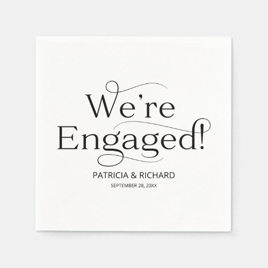 白黒わたしたちは婚約した婚約パーティ スタンダードカクテルナプキン (正面)