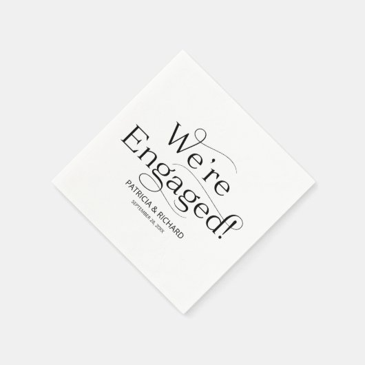 白黒わたしたちは婚約した婚約パーティ スタンダードカクテルナプキン (角)