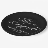 白黒わたしたちは婚約した婚約パーティ ペーパープレート (アングル)