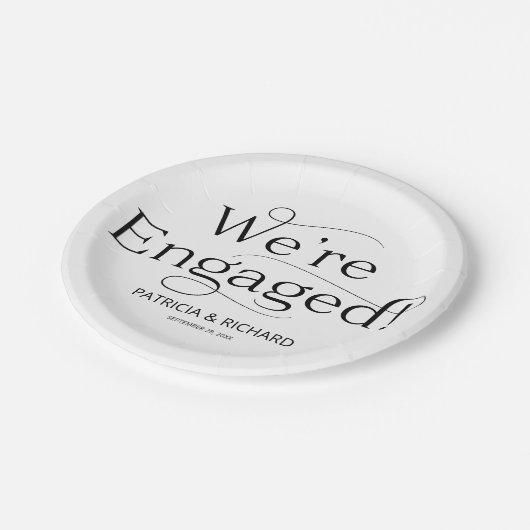 白黒わたしたちは婚約した婚約パーティ ペーパープレート (アングル)