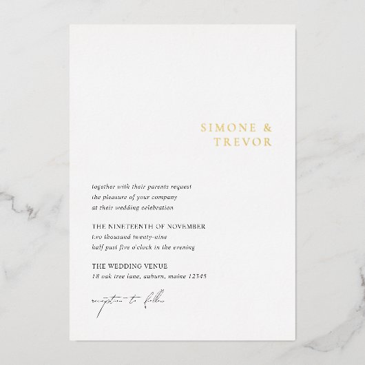 白黒をクモダンリ結婚ン 箔招待状 (正面)