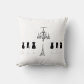 白黒をテーマにしたフランスのパリ枕 クッション (正面)