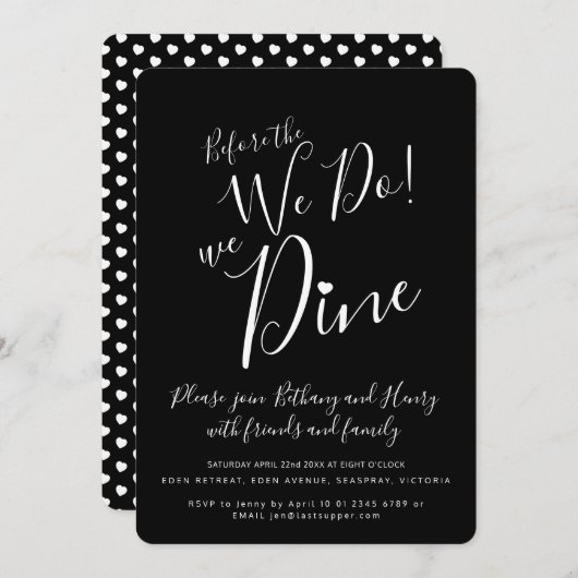 白黒を行う前のリハーサル招待状 招待状 (正面/裏面)