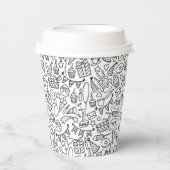 白黒アイコン誕生日パーティー 紙コップ (正面)