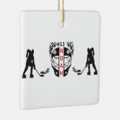 白黒アイスホッケーゴールキーパー セラミックオーナメント (右)