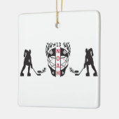 白黒アイスホッケーゴールキーパー セラミックオーナメント (左)