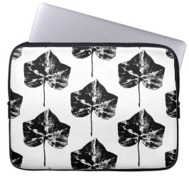 白黒アイビーリーフプリント ラップトップスリーブ