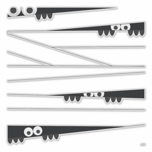 白黒アイピーキングミイラのハロウィーン シール (正面)