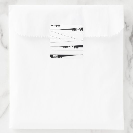 白黒アイピーキングミイラのハロウィーン スクエアシール (バッグ)