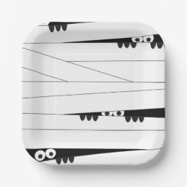 白黒アイピーキングミイラのハロウィーン ペーパープレート