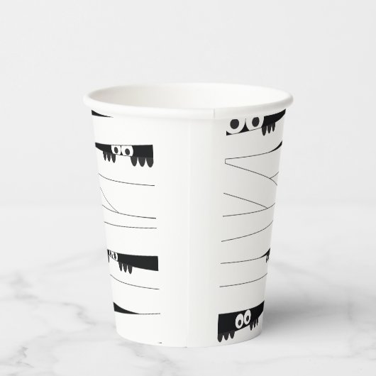 白黒アイピーキングミイラのハロウィーン 紙コップ (右)
