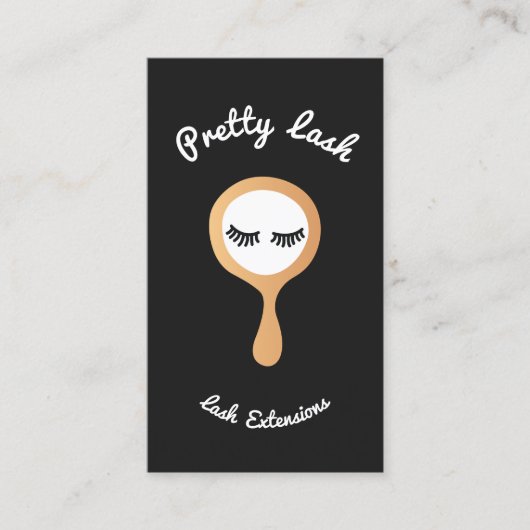 白黒アイラッシュラッシュエクステンション金ゴールド鏡 名刺 (正面)